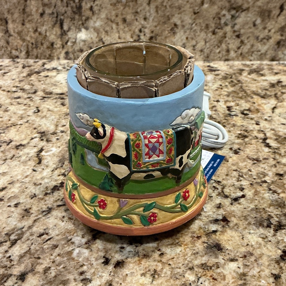 Jim Shore Blue and Green Candle Holder